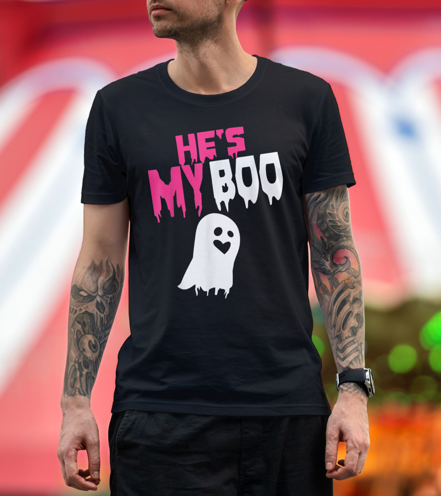 HE'S MY BOO Ghost Heart Eyes T-Shirt