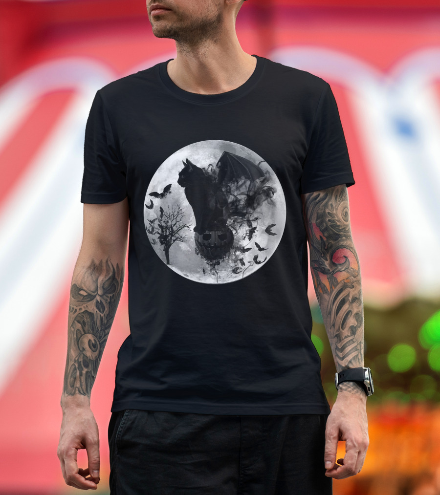 Halloween Samhain Batcat Black Cat Moonlit T-Shirt