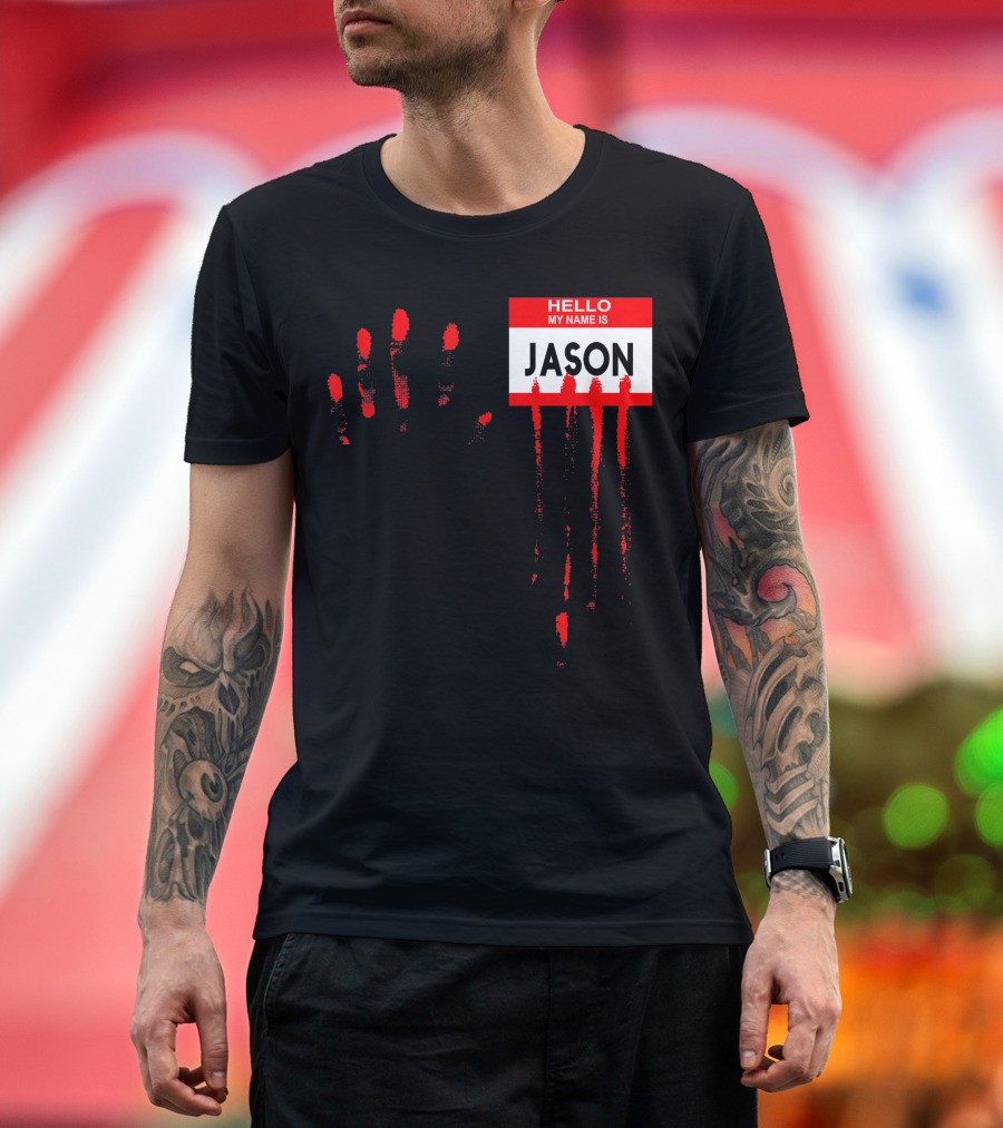 Hello My Name Is Jason Handprint Halloween Horror T-Shirt