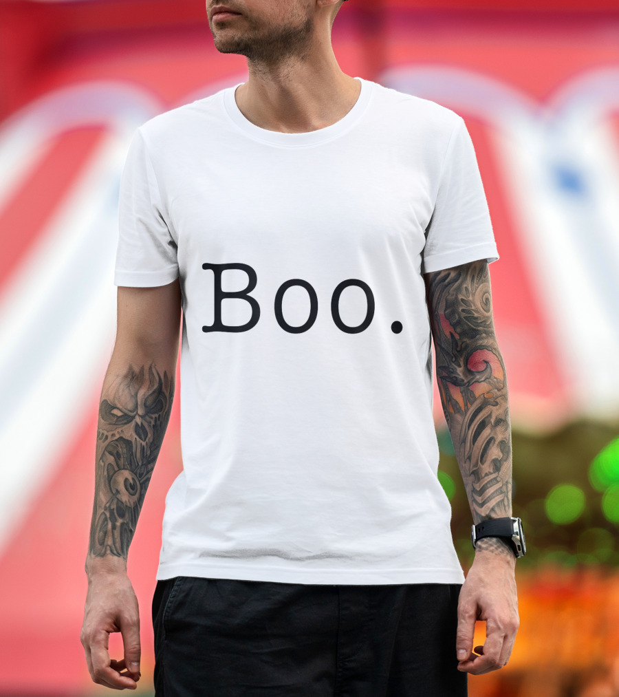 Boo. Halloween Minimalist Typography Dark T-Shirt