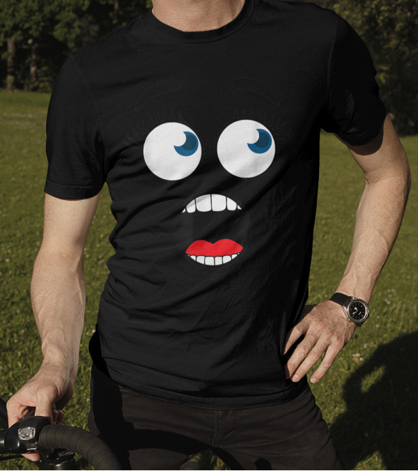 Screaming Scared Emoji Eyes Mouth Funny Matching Halloween T-Shirt