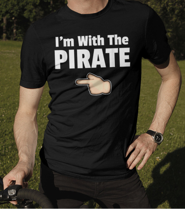I'm With The Pirate Easy Halloween Family Costume Lazy Quick Emoji Pointer T-Shirt