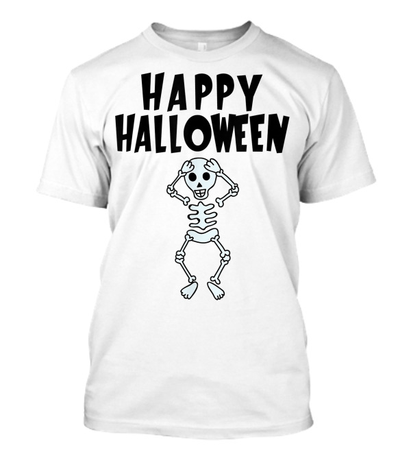 Happy Halloween Dancing Skeleton Skull And Bones T-Shirt