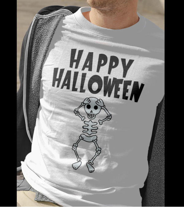 Happy Halloween Dancing Skeleton Skull And Bones T-Shirt