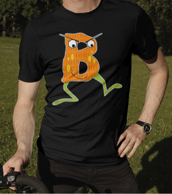 Alphabet B Monster Cute Fun Scary Creature Monogram Initial Silly Character T-Shirt
