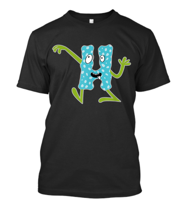 Alphabet H Monster Polka Dot Dancing Creature Fun Scary Monogram Initial T-Shirt