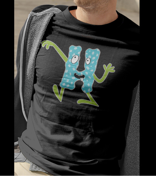 Alphabet H Monster Polka Dot Dancing Creature Fun Scary Monogram Initial T-Shirt