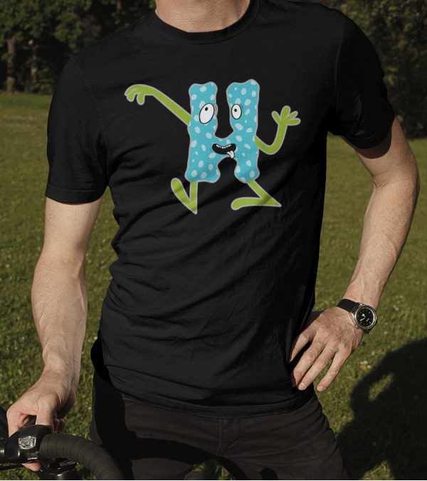 Alphabet H Monster Polka Dot Dancing Creature Fun Scary Monogram Initial T-Shirt
