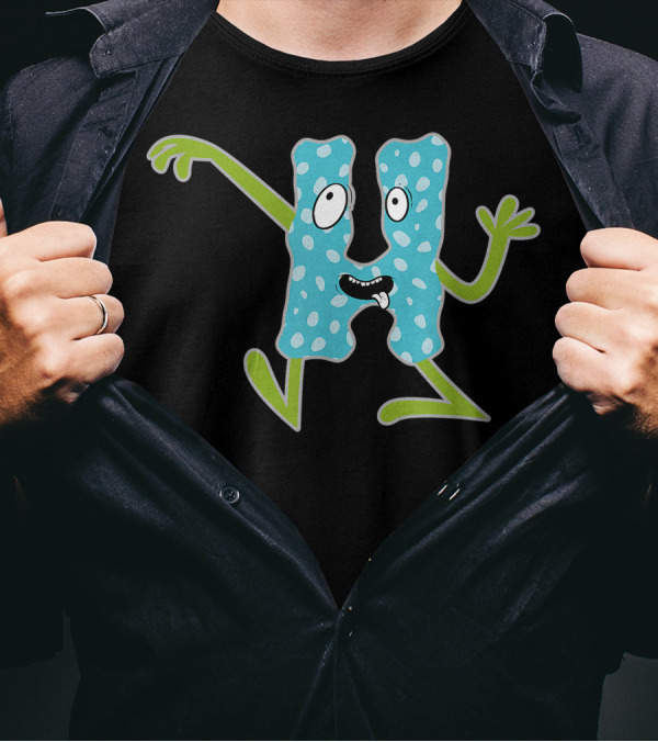 Alphabet H Monster Polka Dot Dancing Creature Fun Scary Monogram Initial T-Shirt