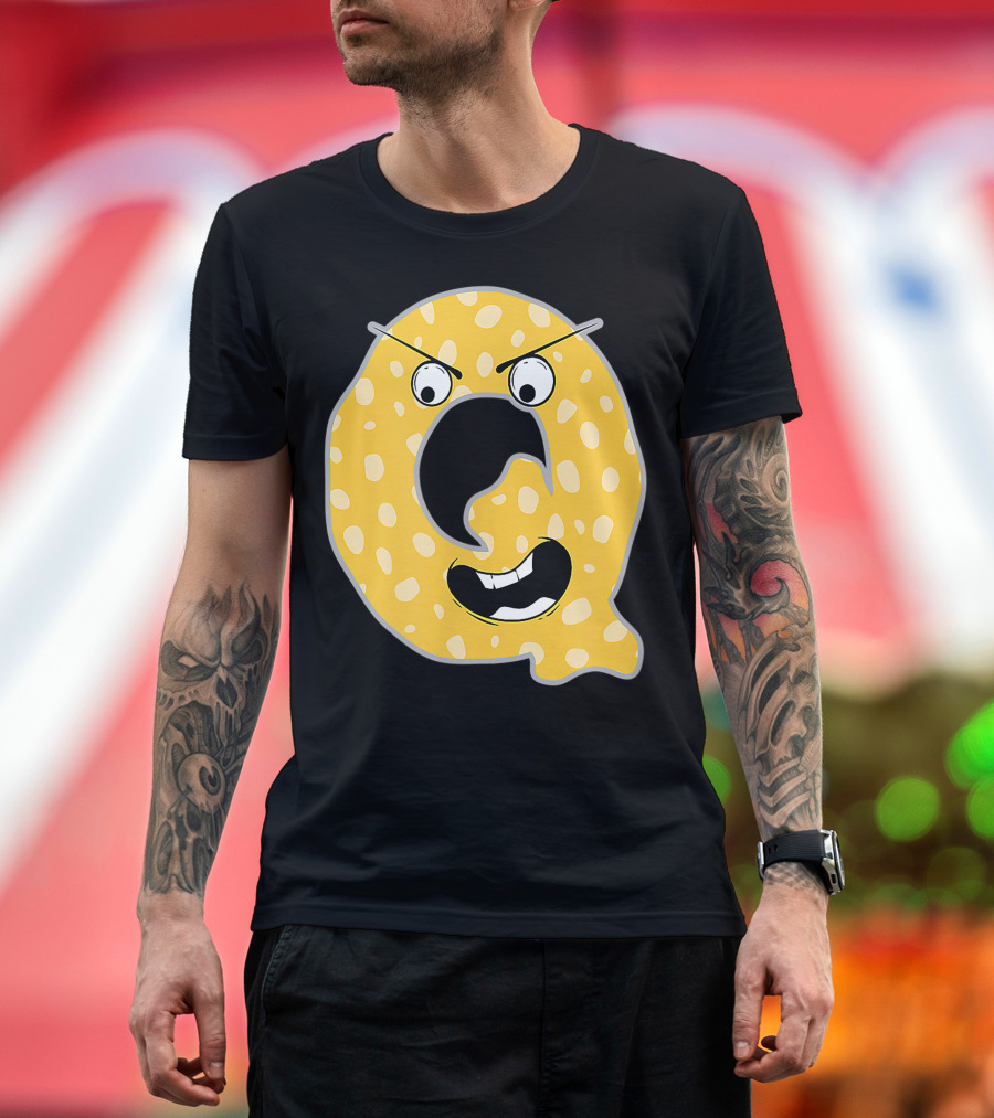 Alphabet Q Monster Cute Fun Scary Creature Yellow Polka Dot Monogram Initial T-Shirt