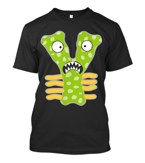 Alphabet Y Monster Cute Fun Scary Creature Polka Dot Green Monogram Initial T-Shirt