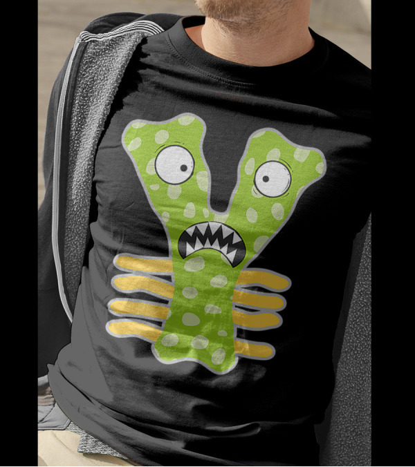 Alphabet Y Monster Cute Fun Scary Creature Polka Dot Green Monogram Initial T-Shirt