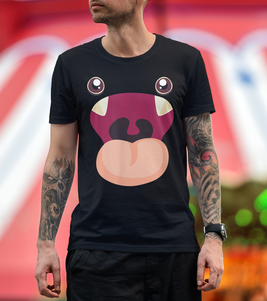 Red Monster Face with Big Eyes Funny Matching Halloween T-Shirt