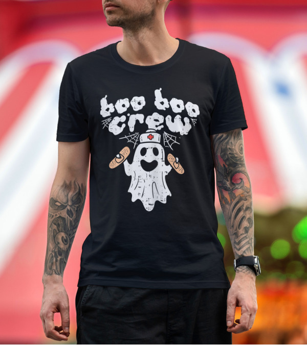 Premium T-Shirt: Boo Boo Crew Ghost Nurse Band Aid Funny Halloween T-Shirt Boo Boo Crew Ghost Nurse Band Aid Funny Halloween T-Shirt