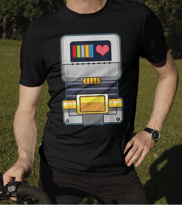 Halloween Lazy Robot Costume With Heart And Colorful Gauges T-Shirt