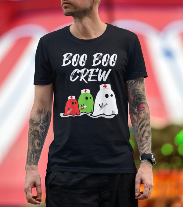 Premium T-Shirt: Boo Boo Crew Halloween Nurse Ghosts with Syringes T-Shirt Boo Boo Crew Halloween Nurse Ghosts with Syringes T-Shirt