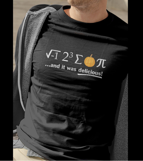 Pi Day Square Root Negative One Two Cubed Sum Pumpkin Pi Delicious Math Pun T-Shirt