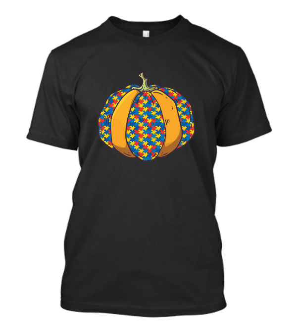 Halloween Autistic Pumpkin It's Ok To Be Different Puzzle T-Shirt