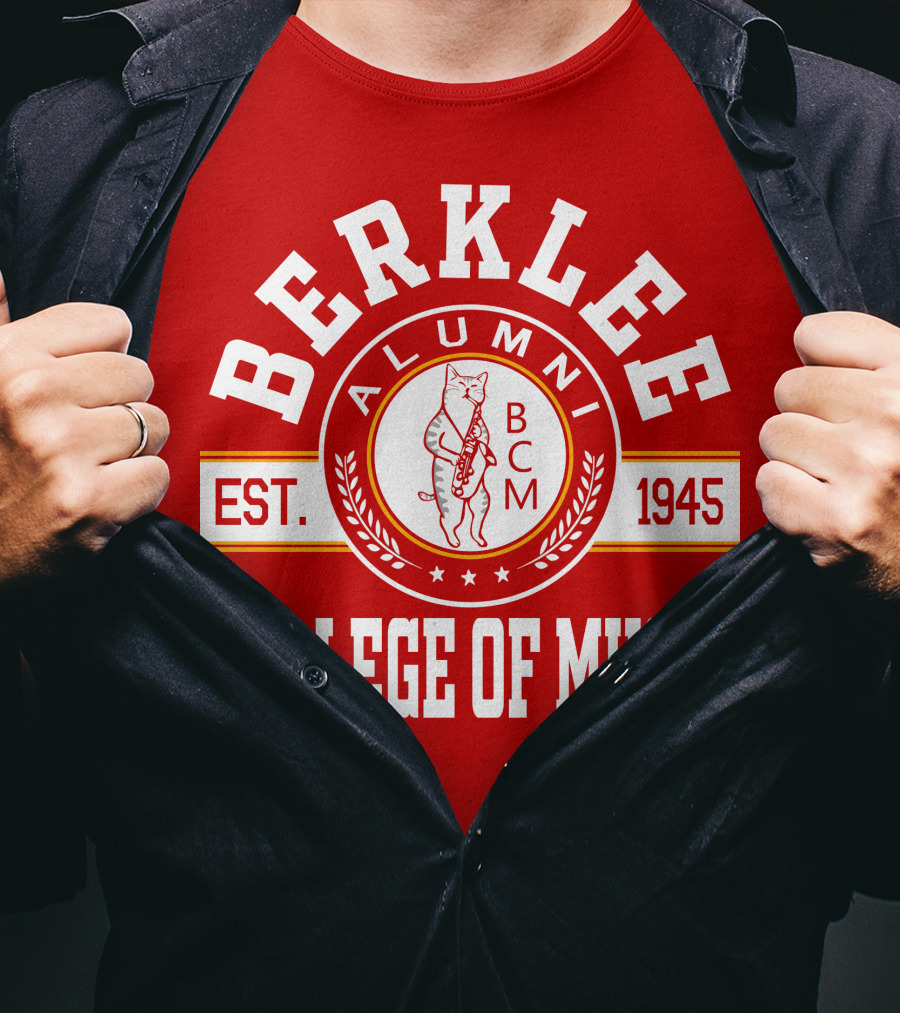 Berklee College Of Music Alumni Est. 1945 BCM Cat T-Shirt