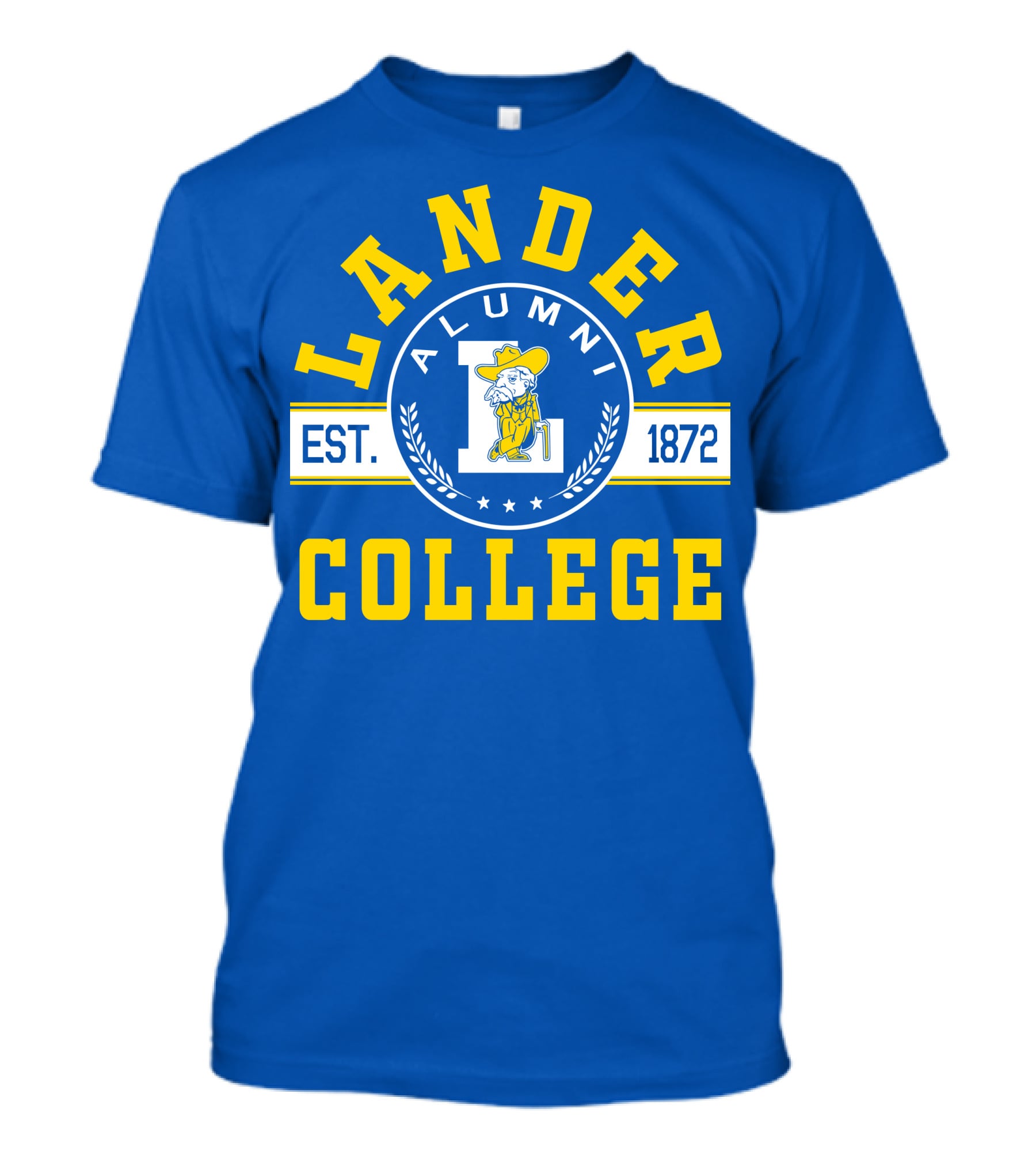 Lander College Alumni Est. 1872 Blue And Yellow T-Shirt