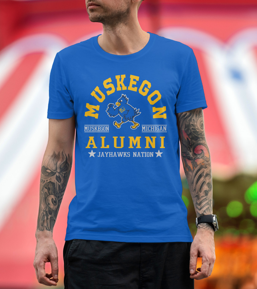 Muskegon Michigan Alumni Jayhawks Nation T-Shirt
