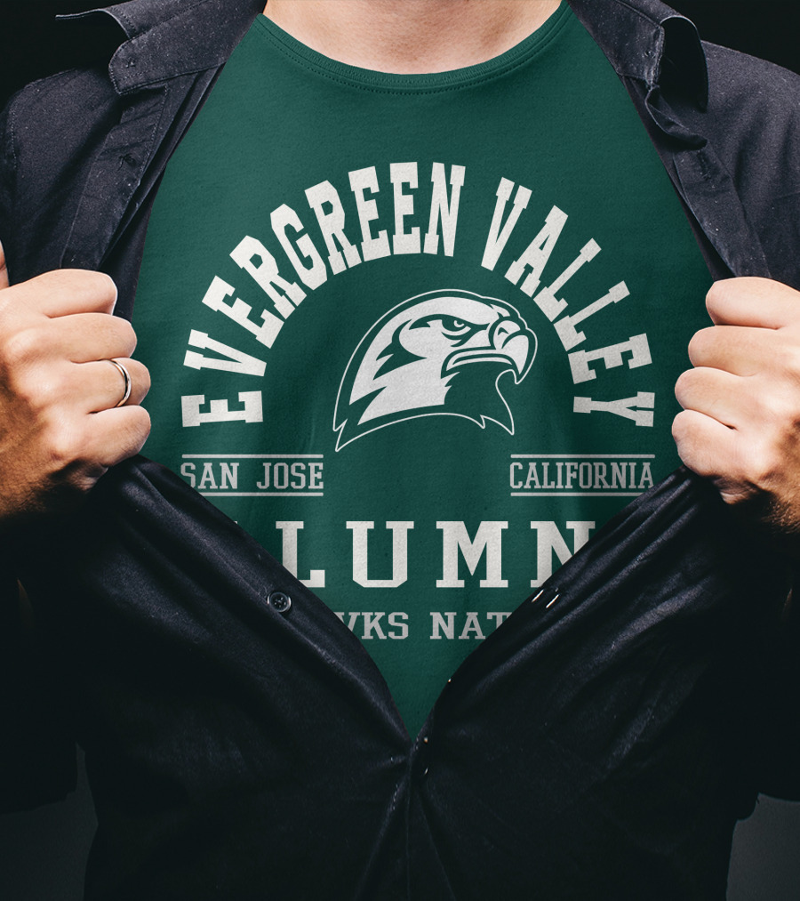 Evergreen Valley San Jose California Alumni Hawks Nation T-Shirt