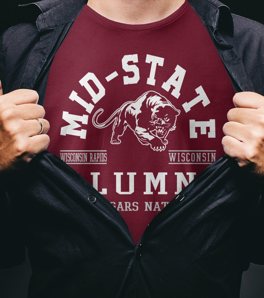 Mid-State Alumni Cougars Nation Wisconsin Rapids Wisconsin T-Shirt