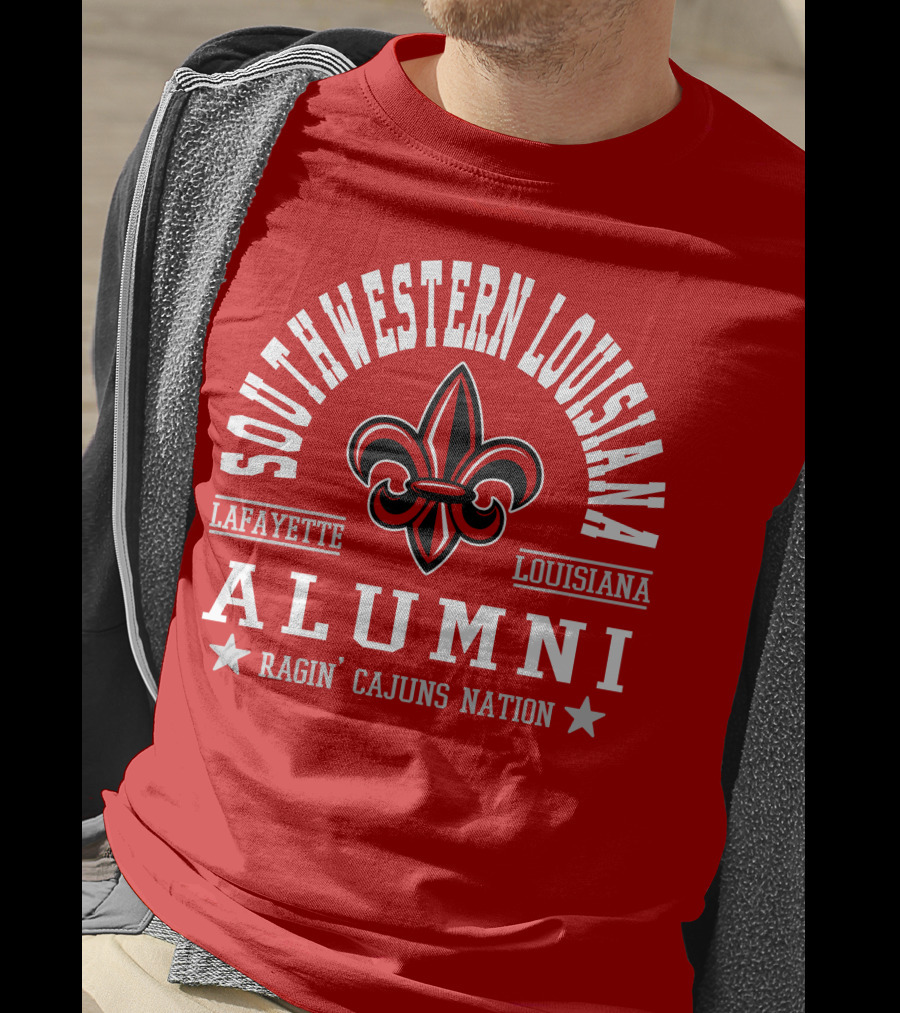 Southwestern Louisiana Alumni Ragin' Cajuns Nation Fleur-de-Lis Lafayette T-Shirt