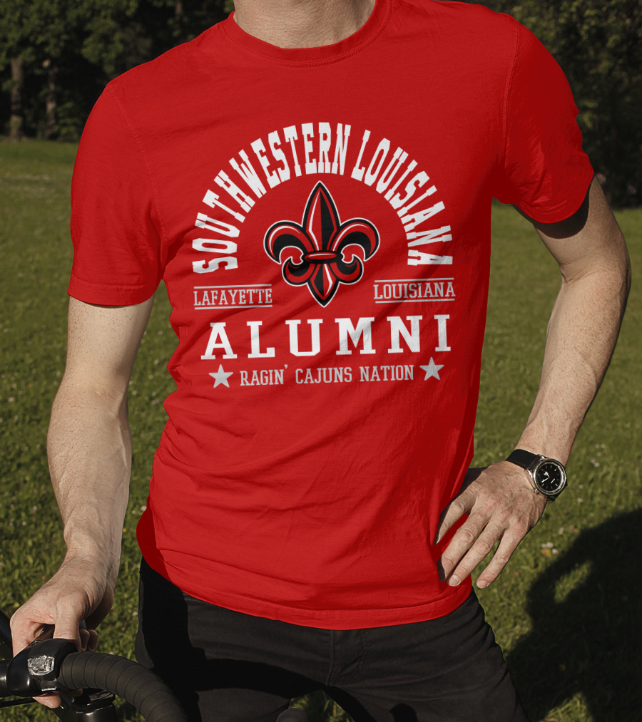 Southwestern Louisiana Alumni Ragin' Cajuns Nation Fleur-de-Lis Lafayette T-Shirt