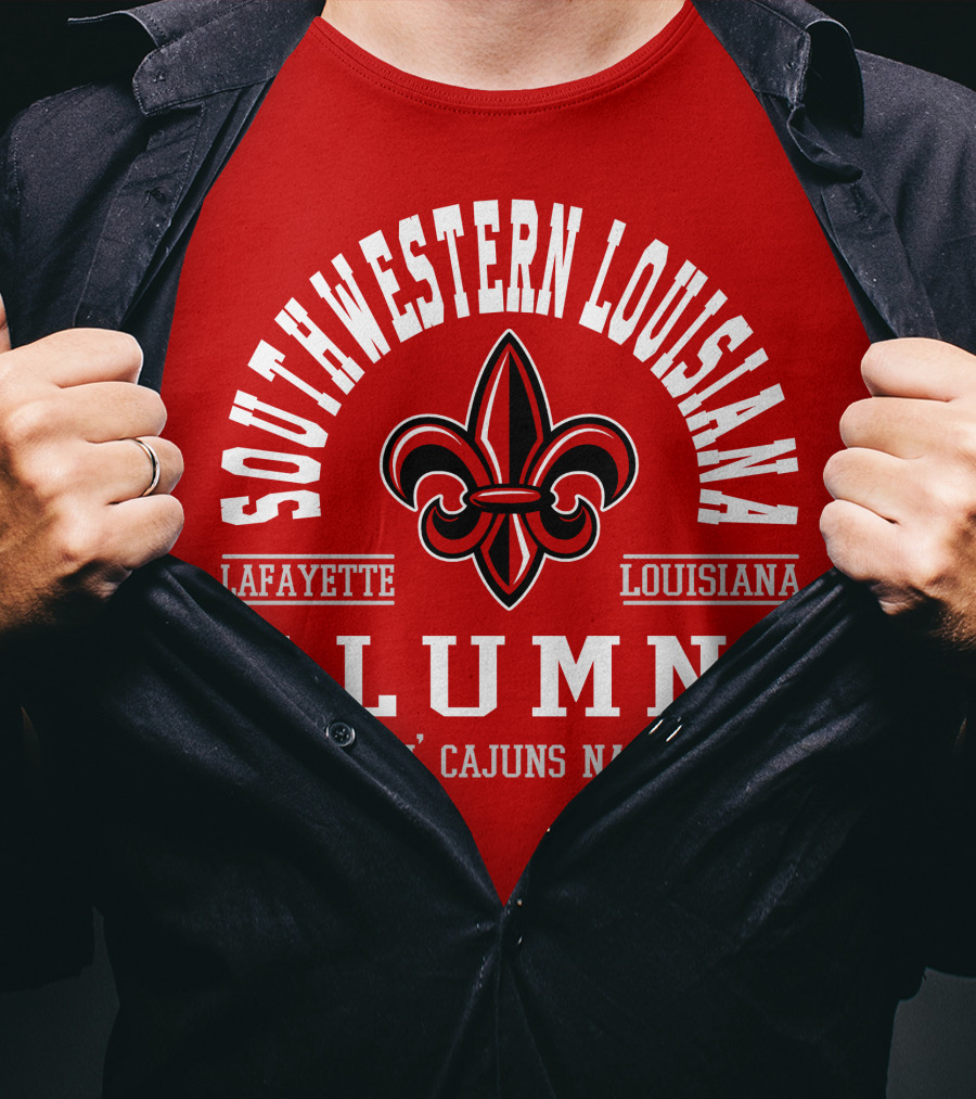 Southwestern Louisiana Alumni Ragin' Cajuns Nation Fleur-de-Lis Lafayette T-Shirt