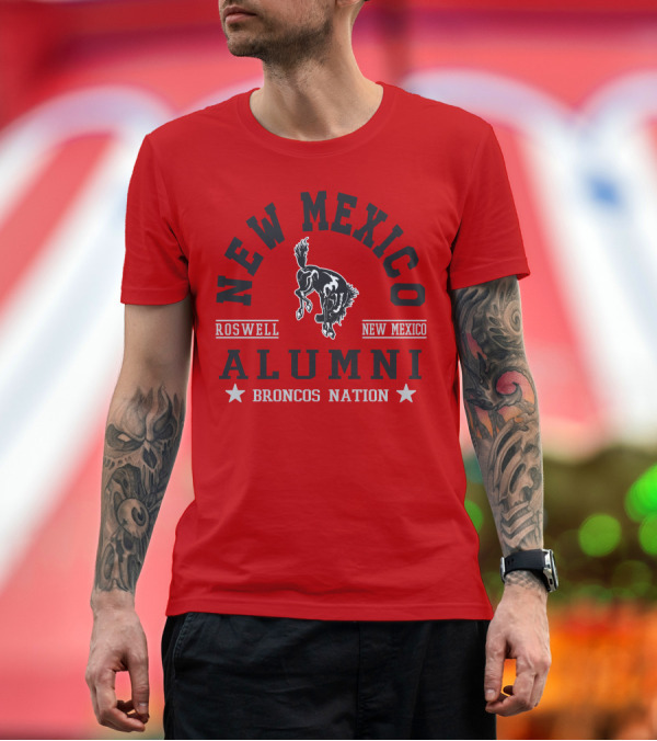 Premium T-Shirt: New Mexico Alumni Roswell Broncos Nation T-Shirt New Mexico Alumni Roswell Broncos Nation T-Shirt