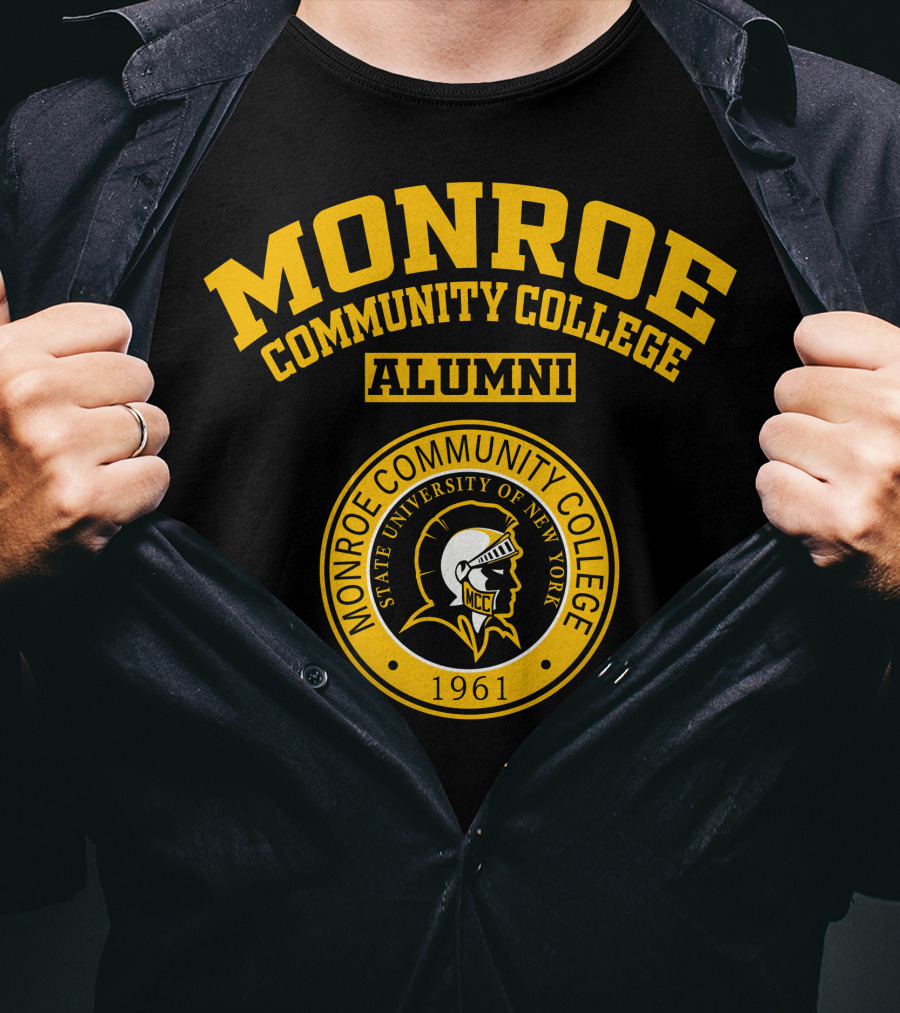 Monroe Community College Alumni State University Of New York 1961 MCC Spartan Emblem T-Shirt
