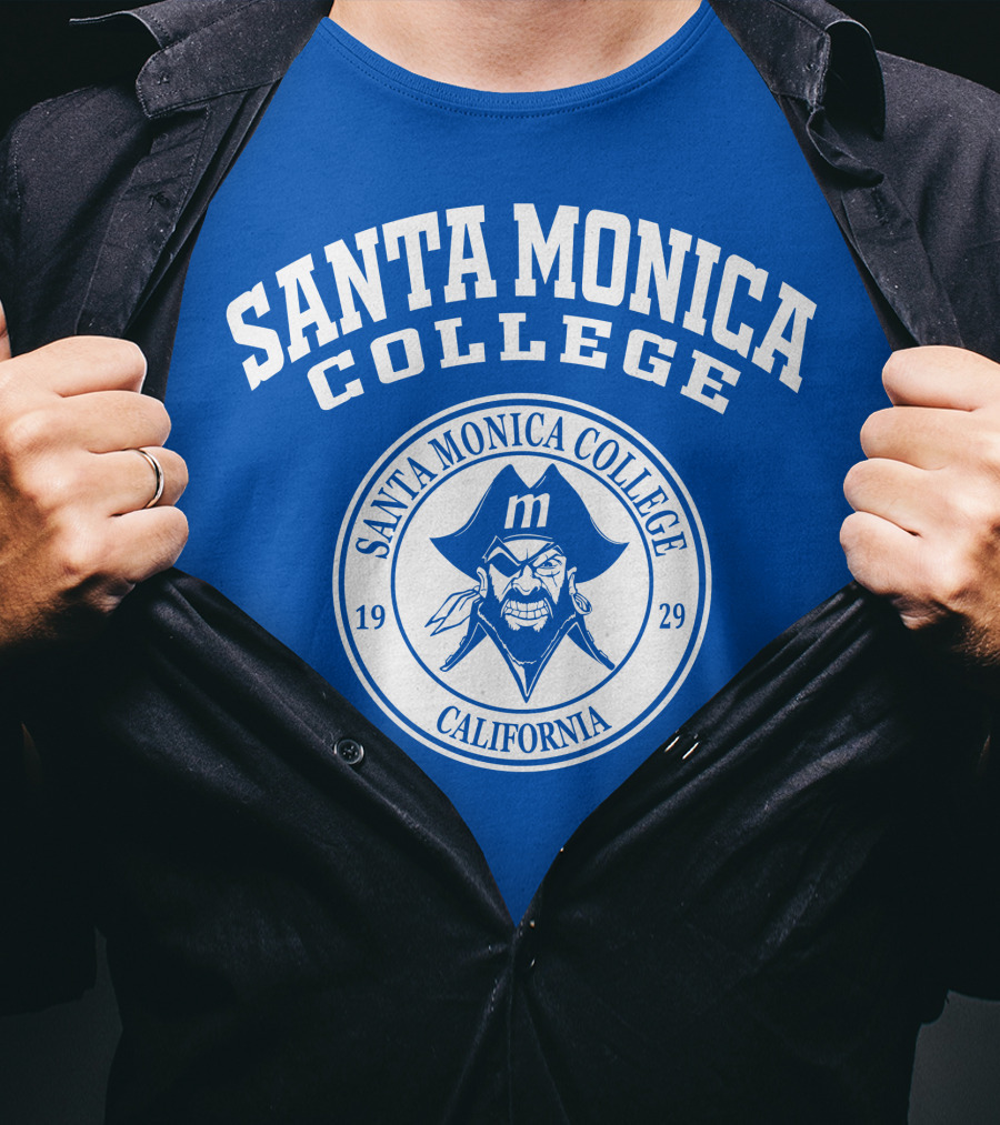 Santa Monica College California 1929 Pirate Logo Blue Background T-Shirt