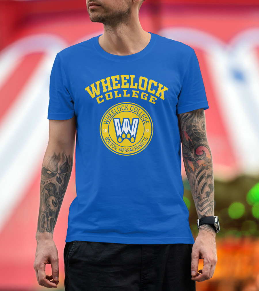 Wheelock College Boston Massachusetts 1888 Logo Blue Yellow T-Shirt