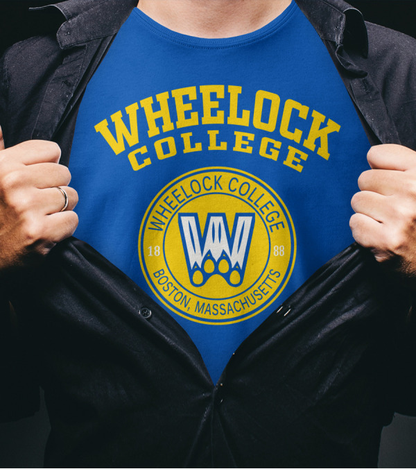 Wheelock College Boston Massachusetts 1888 Logo Blue Yellow T-Shirt