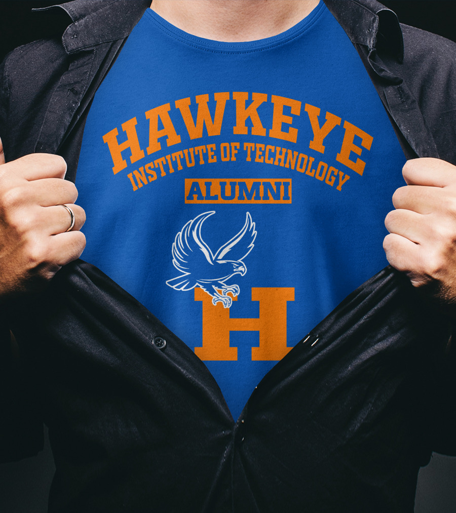 Hawkeye Institute Of Technology Alumni H Blue Orange Eagle T-Shirt