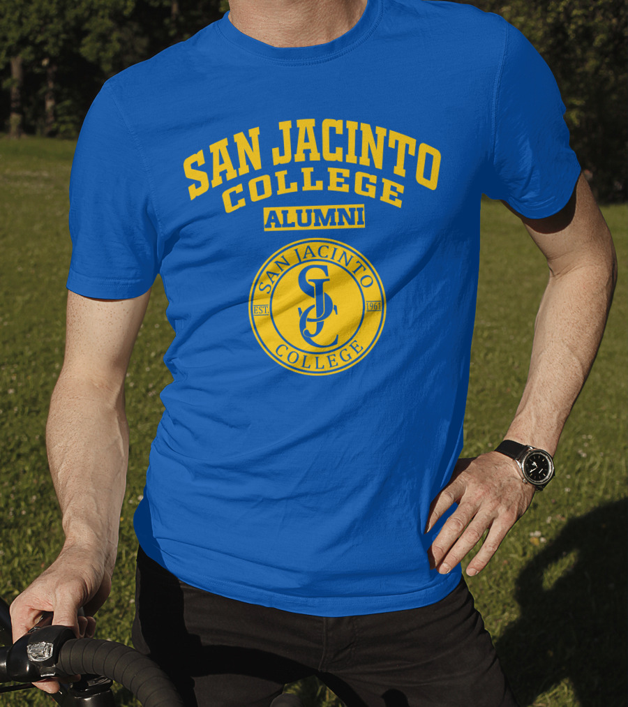 San Jacinto College Alumni SC Logo Established 1961 Blue And Yellow T-Shirt