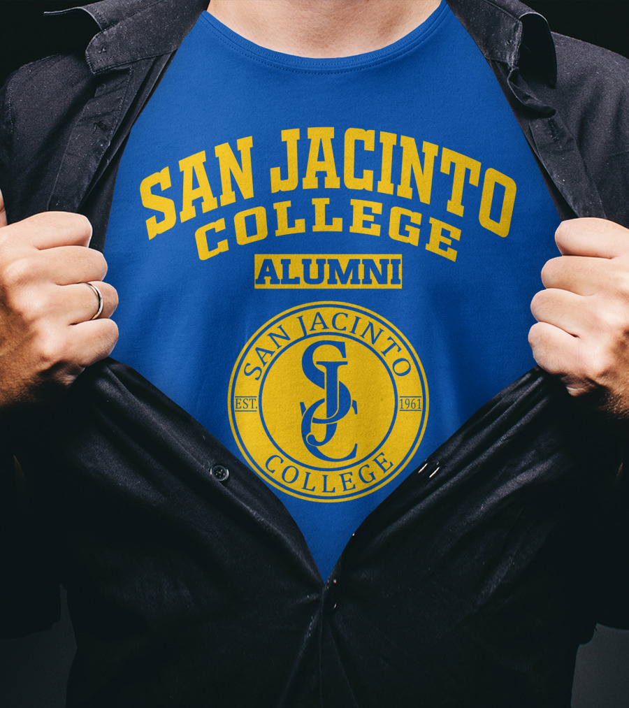 San Jacinto College Alumni SC Logo Established 1961 Blue And Yellow T-Shirt