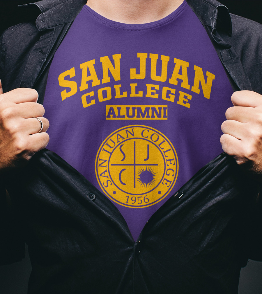 San Juan College Alumni 1956 SJC Emblem Purple Gold T-Shirt