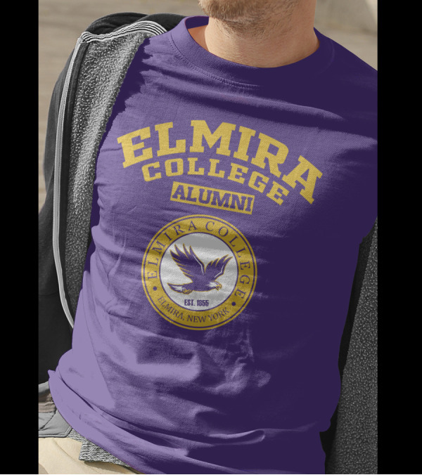 Elmira College Alumni Est. 1855 Purple And Gold Logo With Eagle Emblem T-Shirt