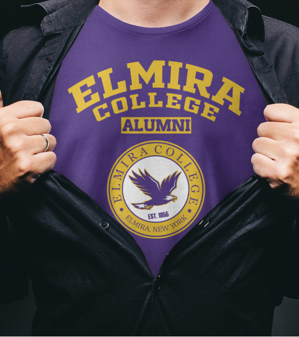 Elmira College Alumni Est. 1855 Purple And Gold Logo With Eagle Emblem T-Shirt