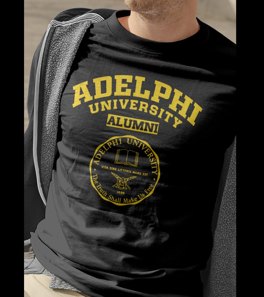Adelphi University Alumni Seal Vita Sine Litteris Mors Est 1896 The Truth Shall Make Us Free T-Shirt