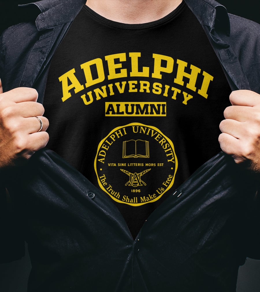 Adelphi University Alumni Seal Vita Sine Litteris Mors Est 1896 The Truth Shall Make Us Free T-Shirt