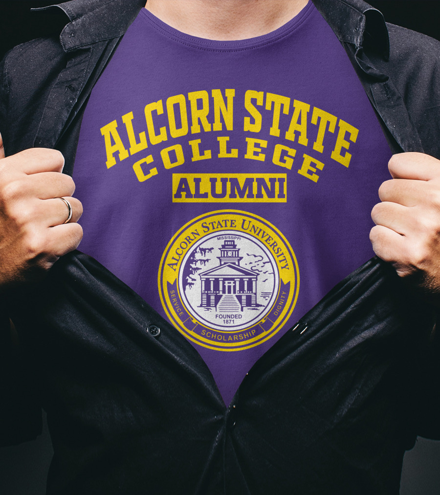 Alcorn State College Alumni Alcorn State University Badge Established 1871 Service Scholarship Dignity T-Shirt