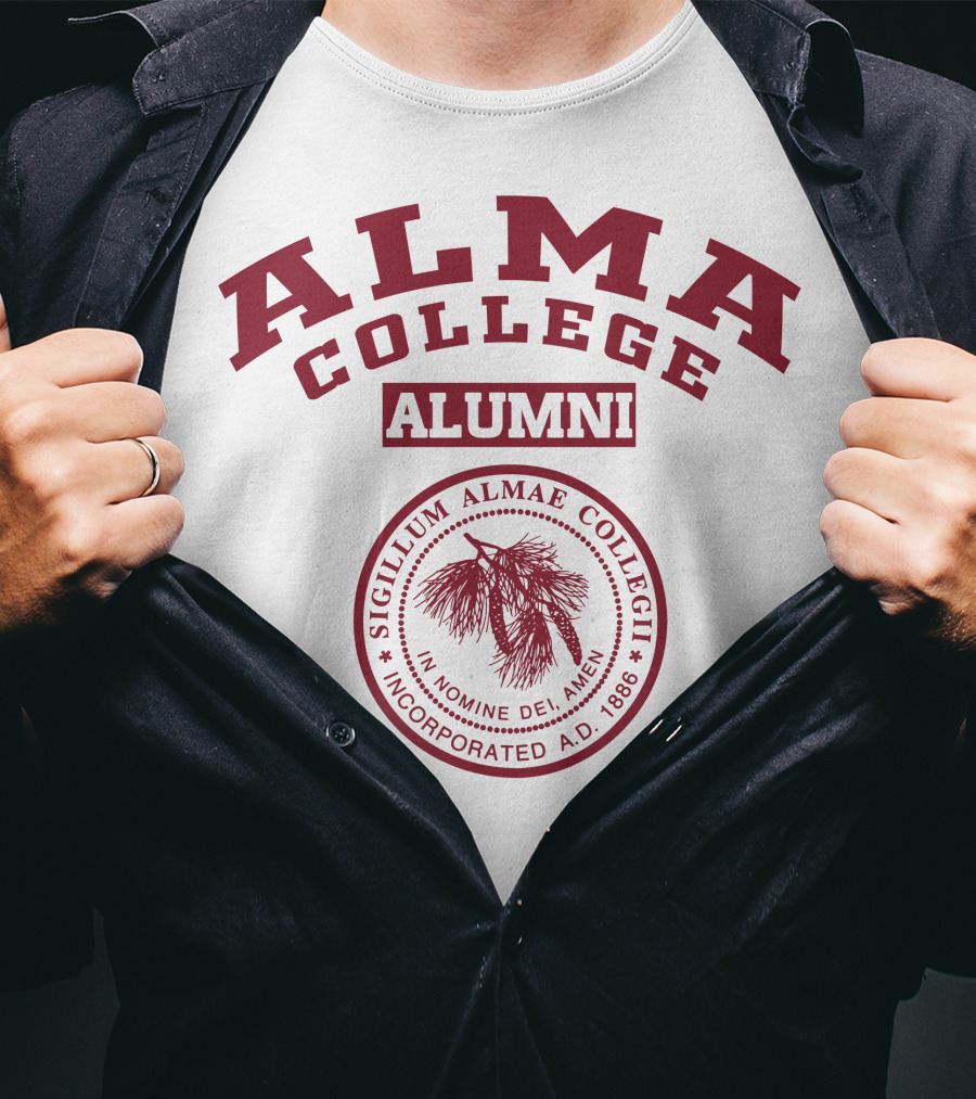 Alma College Alumni Seal Sigillum Almae Collegii Incorporated A.D. 1886 T-Shirt