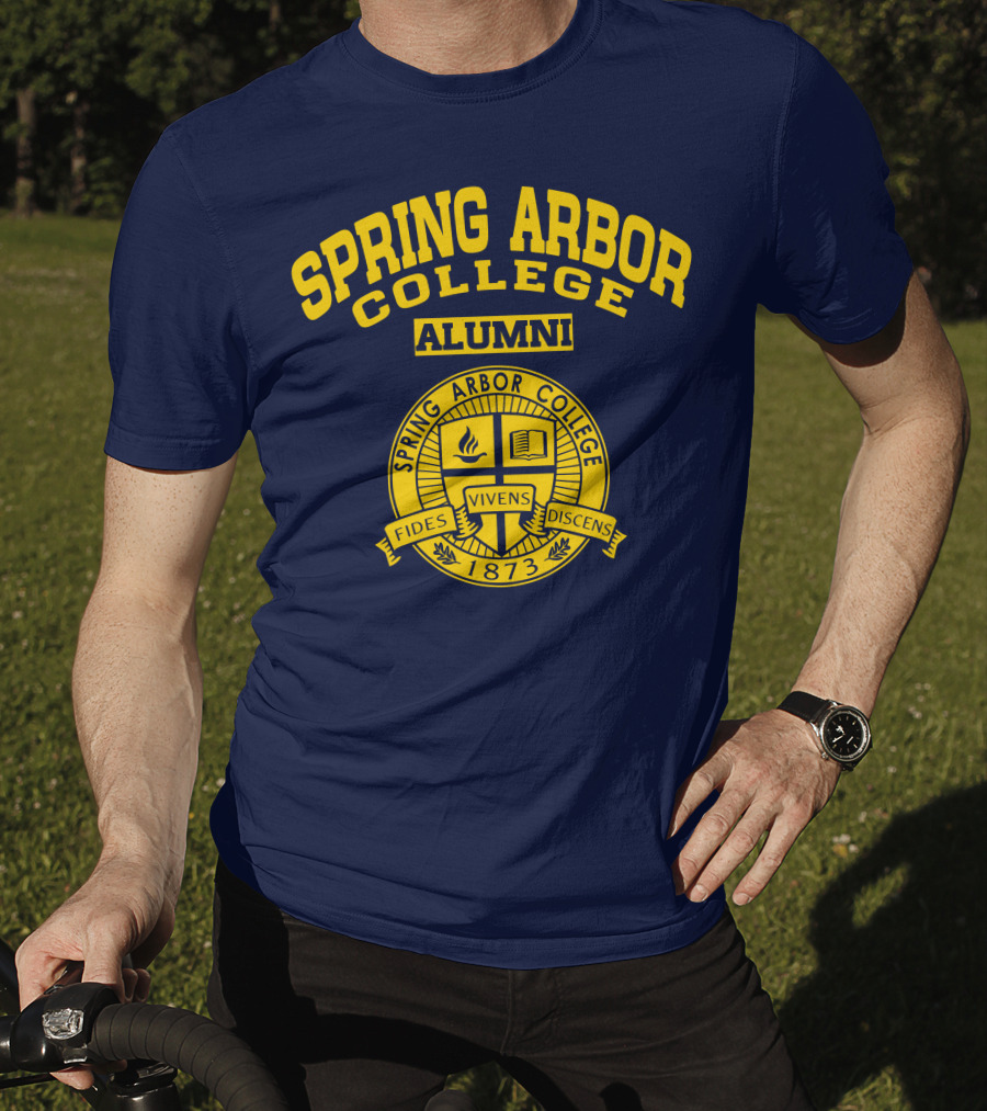 Spring Arbor College Alumni Fides Vivens Discens 1873 Seal T-Shirt