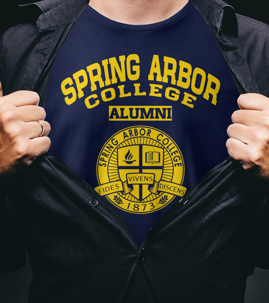 Spring Arbor College Alumni Fides Vivens Discens 1873 Seal T-Shirt