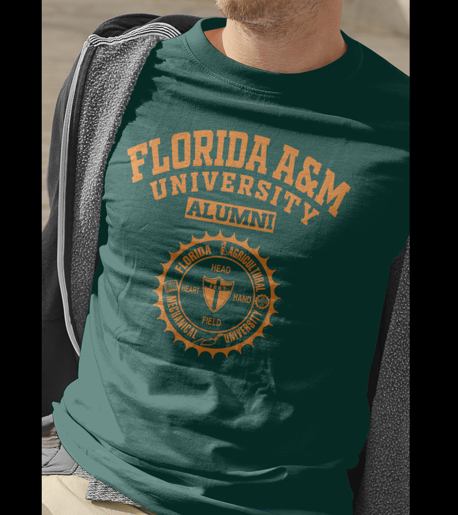 Florida A&M University Alumni 1887 Seal Head Heart Hand Field T-Shirt
