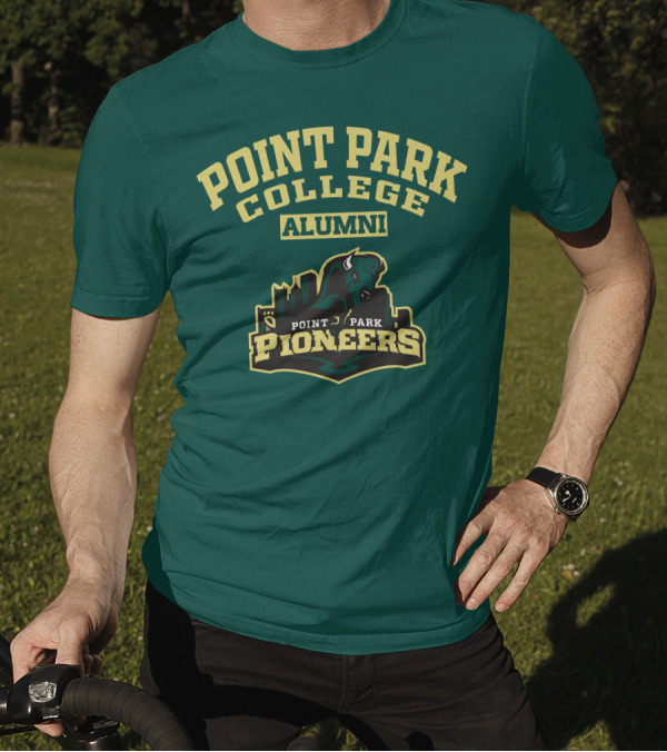 Point Park College Alumni Pioneers Logo Buffalo Skyline T-Shirt