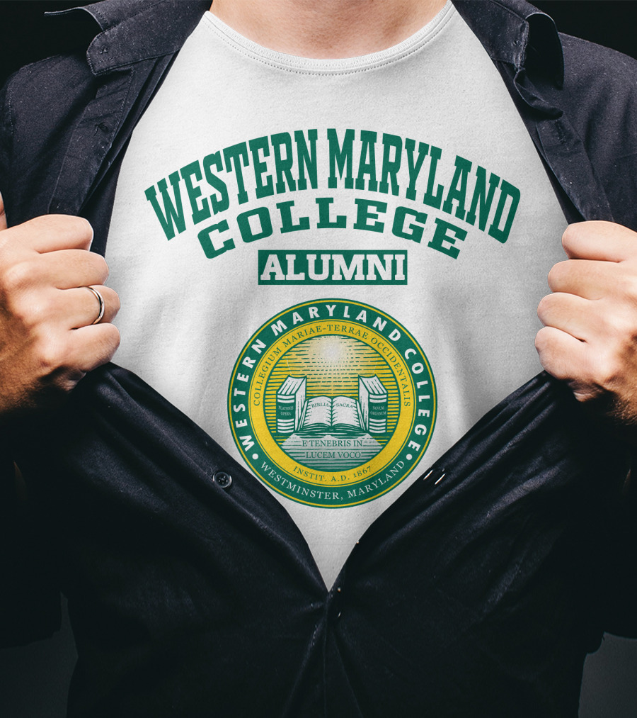 Western Maryland College Alumni Westminster Seal E Tenebris In Lucem Voco T-Shirt